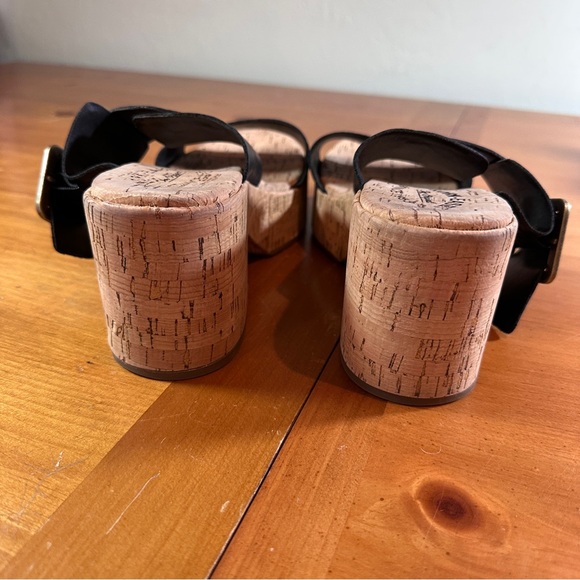 Kork-Ease Black Leather Taige Cork Platform Heeled Sandals - Women’s Size 8 - Picture 4 of 9